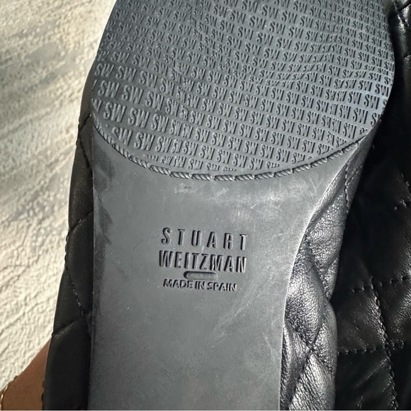 Stuart Weitzman Cap Toe black Ballet Flats leather Quilted Stretch 9.5 - Picture 10 of 14
